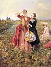 Eduardo Leon Garrido Canvas Paintings - Picking Wildflowers